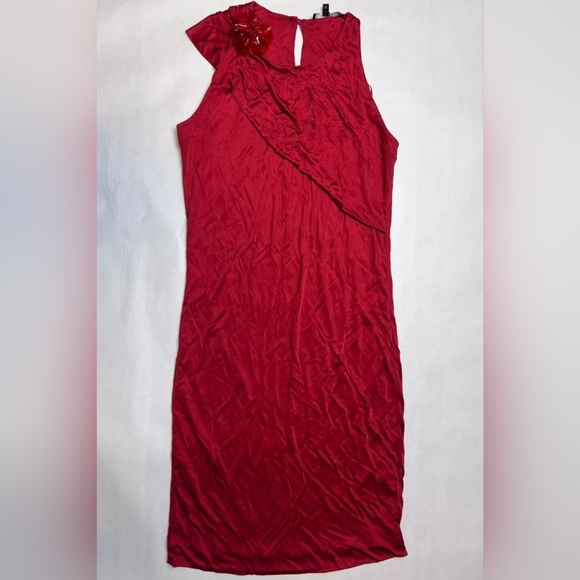 GUCCI Red Sleeveless Dress with Shoulder Detail, New - Picture 7 of 11